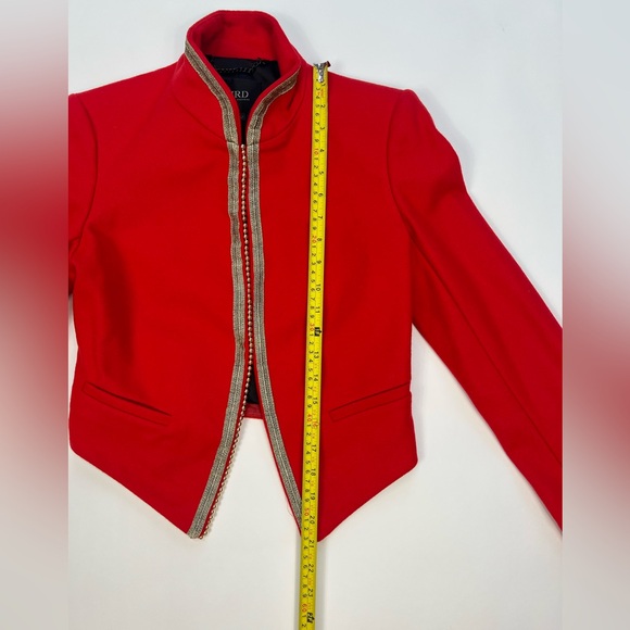 Juicy Couture Jacket Blazer Red Cropped Military Style Asymmetrical Coat Y2K Top - Picture 12 of 17